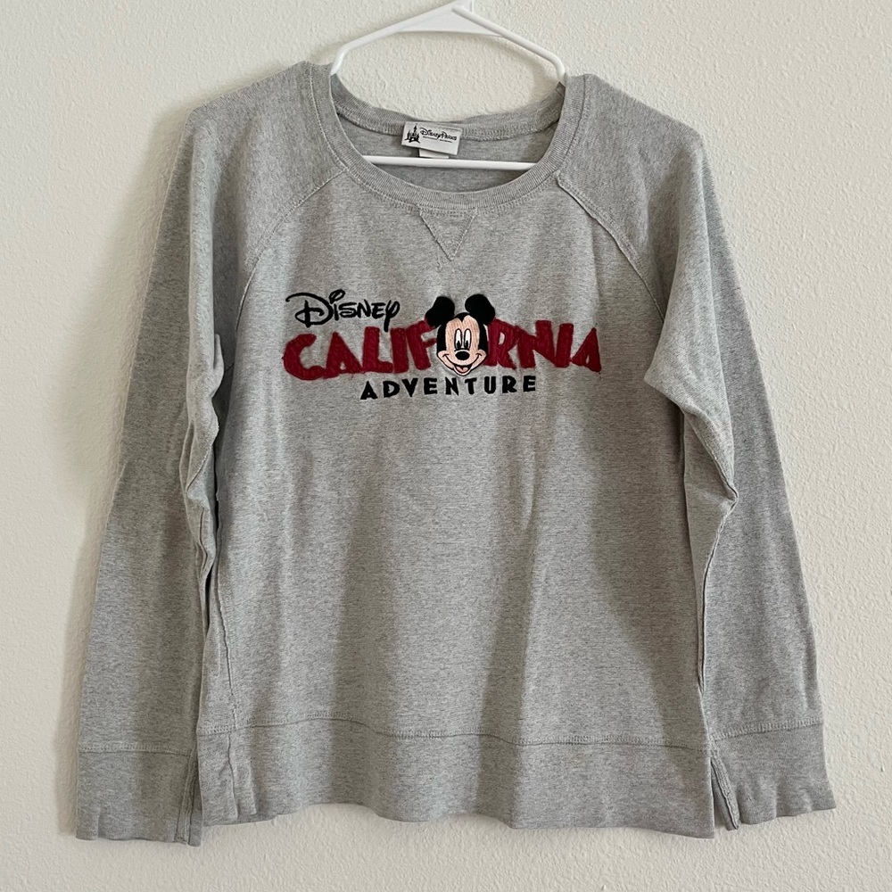 VTG Disney Parks California Adventure Mickey Mouse Logo Gray Long Sleeve Shirt M